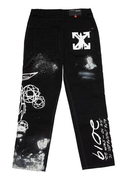 OFF-WHITE x Futura Washed Carpenter Denim Pants Black/Multicolor