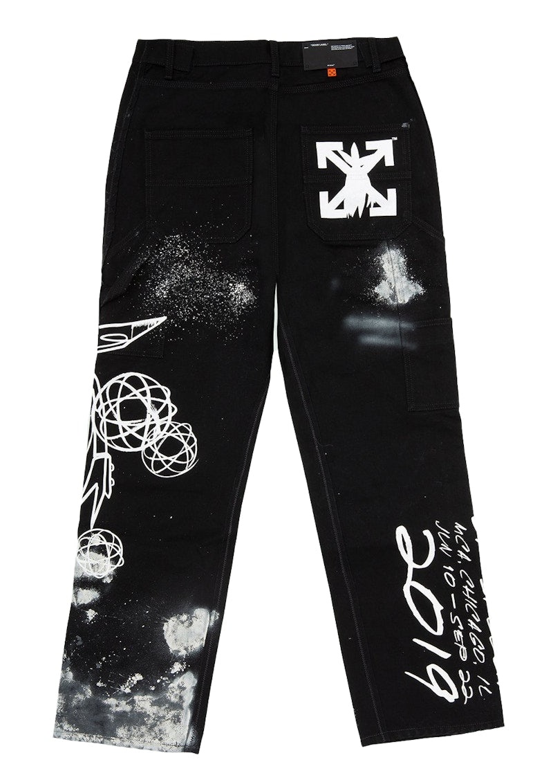 OFF-WHITE x Futura Washed Carpenter Denim Pants Black/Multicolor