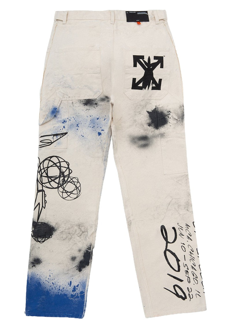 OFF-WHITE x Futura Washed Carpenter Denim Pants White/Multicolor