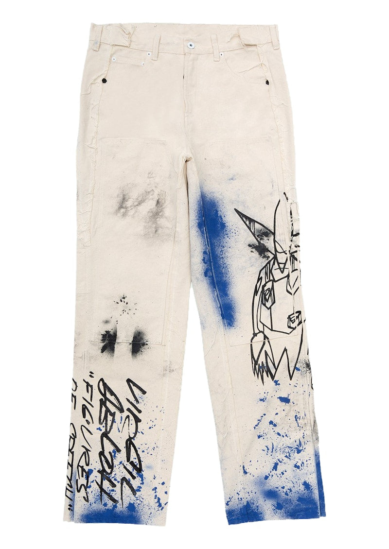 OFF-WHITE x Futura Washed Carpenter Denim Pants White/Multicolor