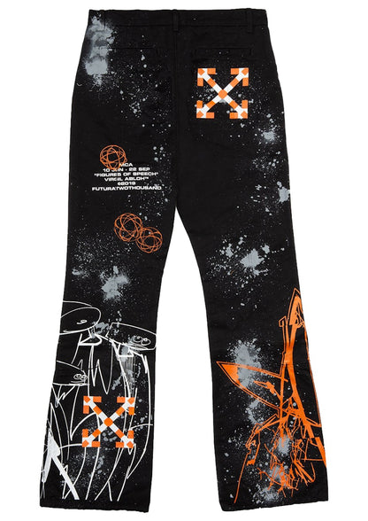 OFF-WHITE x Futura Washed Chino Denim Pants Black/Multicolor