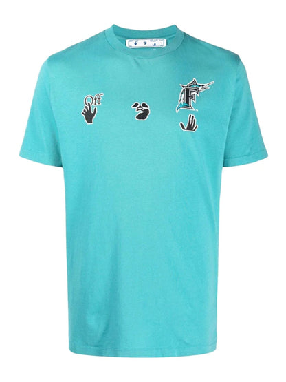 OFF-WHITE x MLB Miami Marlins T-Shirt Lake Blue/Black