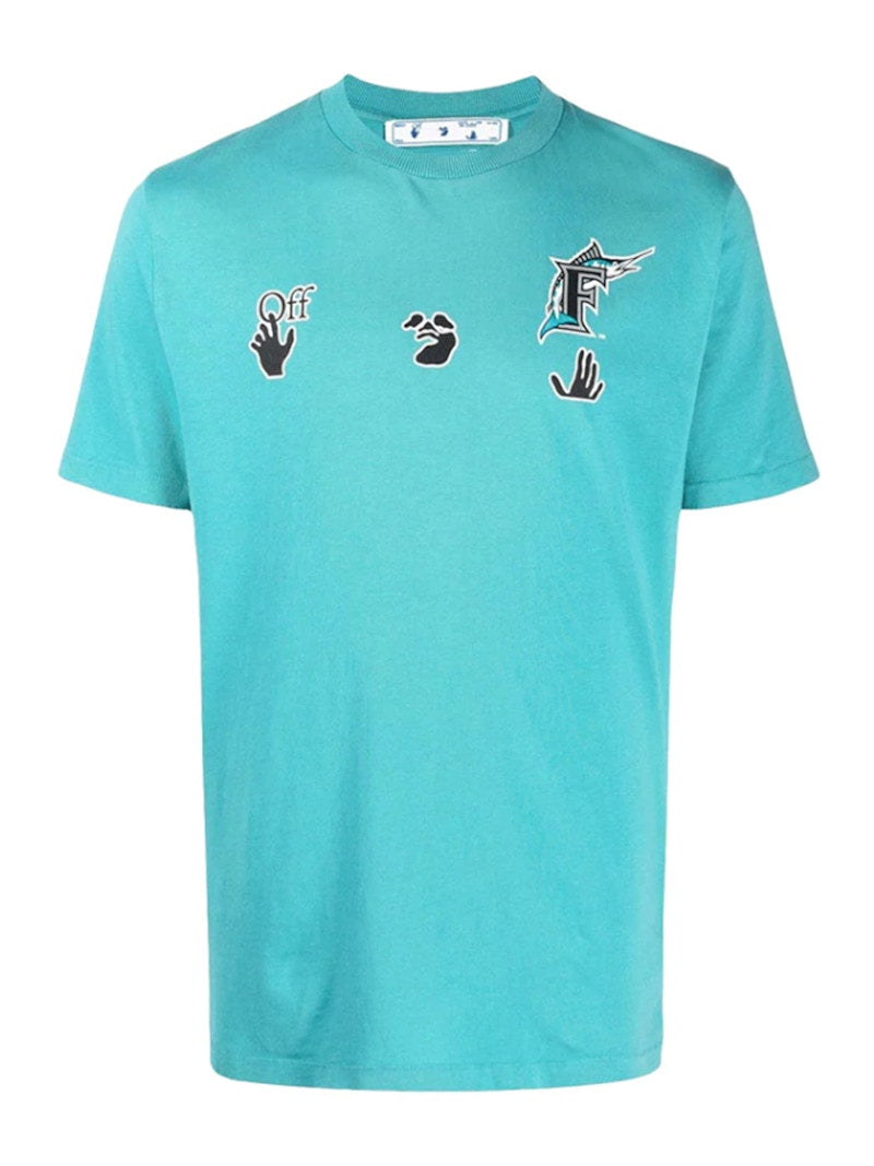 OFF-WHITE x MLB Miami Marlins T-Shirt Lake Blue/Black