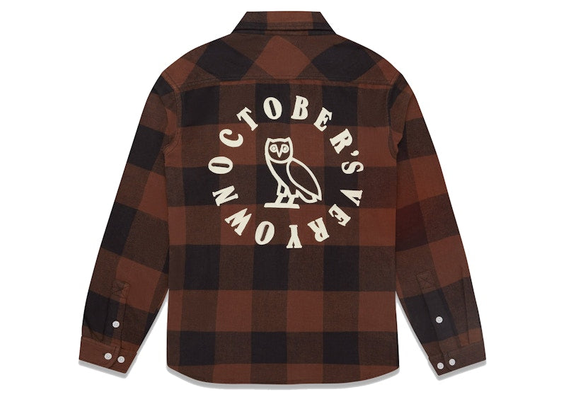 OVO Buffalo Plaid Flannel Shirt Brown