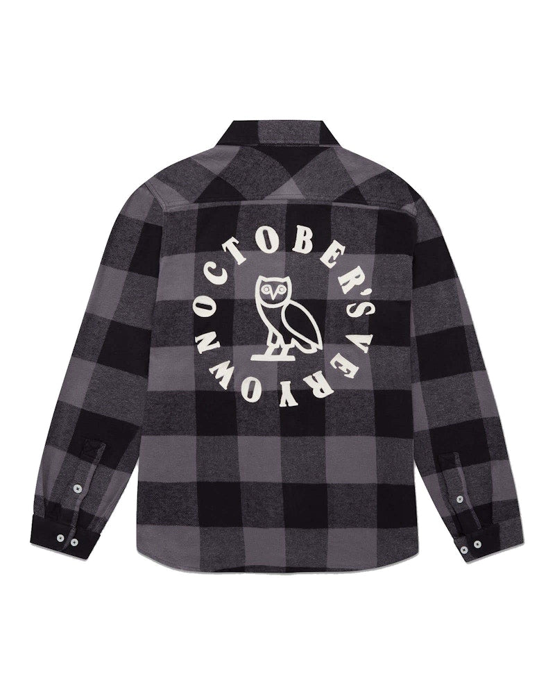 OVO Buffalo Plaid Flannel Shirt Grey