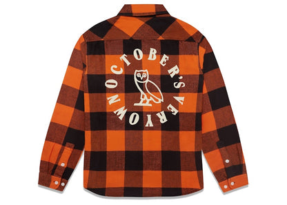 OVO Buffalo Plaid Flannel Shirt Orange