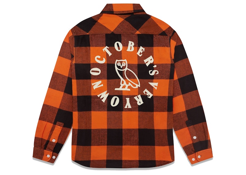 OVO Buffalo Plaid Flannel Shirt Orange