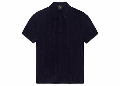 OVO Cable Knit Polo Navy