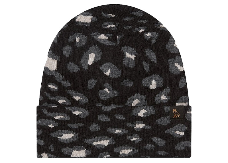 OVO Cheetah Print Beanie Black