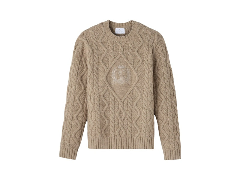 OVO Crest Cable Knit Sweater Camel