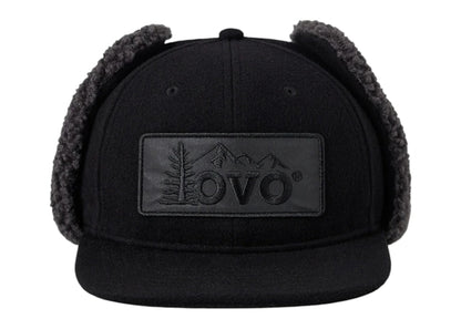 OVO Faux Shearling Hunter Flap Cap Black