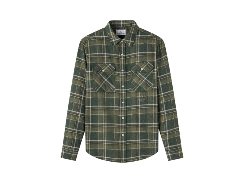 OVO Heather Plaid Flannel Shirt Green