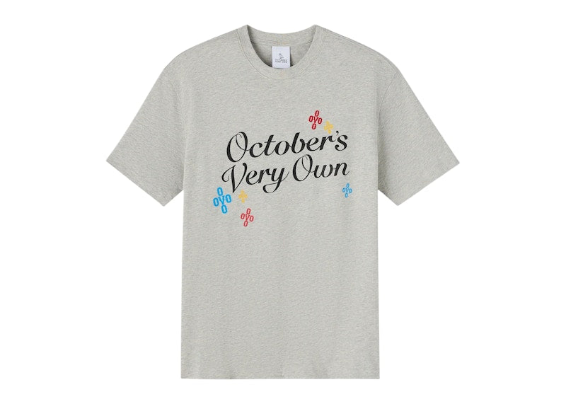 OVO Heavy Jersey Pom Pom Script Tee Heather Grey