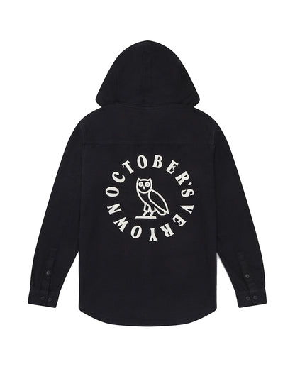 OVO Hooded Flannel Shirt Black