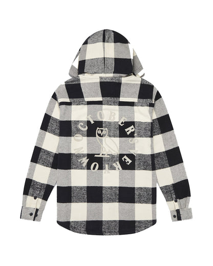OVO Hooded Flannel Shirt Cream Buffalo Plaid