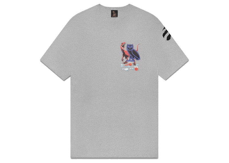 OVO Jurassic Park Shattered Backboard T-shirt Heather Grey