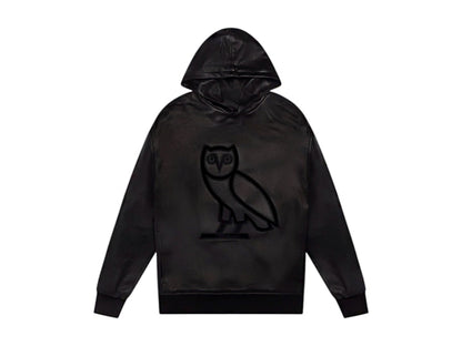 OVO Leather OG Owl Hoodie Black