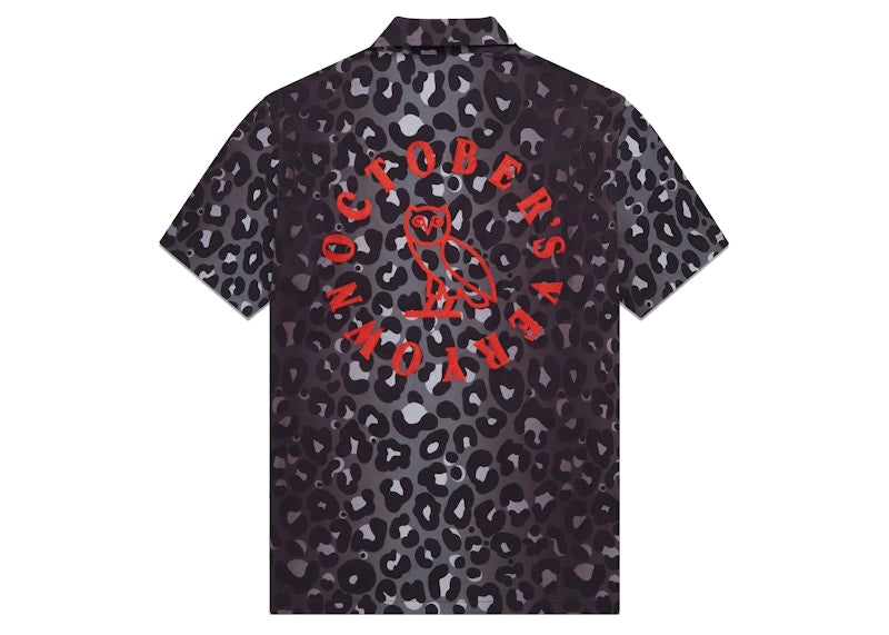 OVO Leopard Print Camp Shirt Black