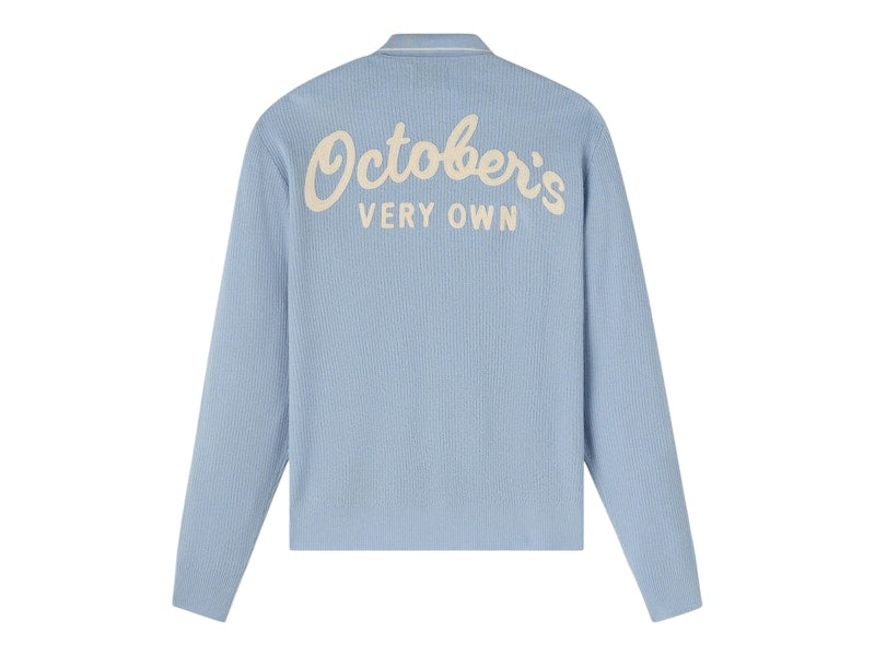 OVO Lightweight Merino Full-Zip Cardigan Light Blue