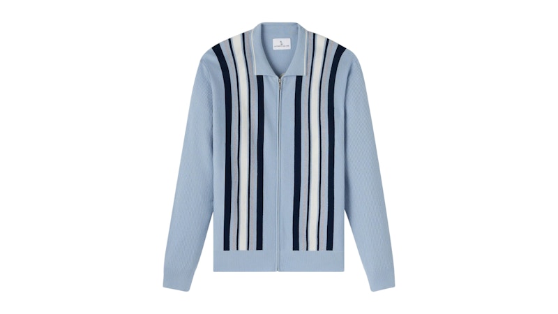 OVO Lightweight Merino Full-Zip Cardigan Light Blue