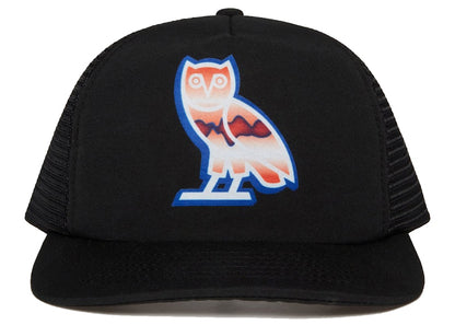 OVO Liquid Chrome Owl Trucker Hat Black