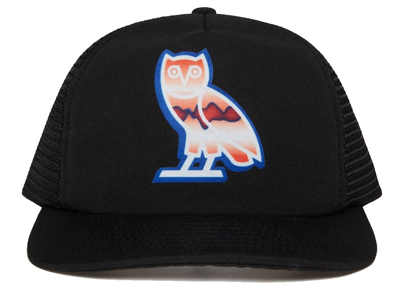 OVO Liquid Chrome Owl Trucker Hat Black