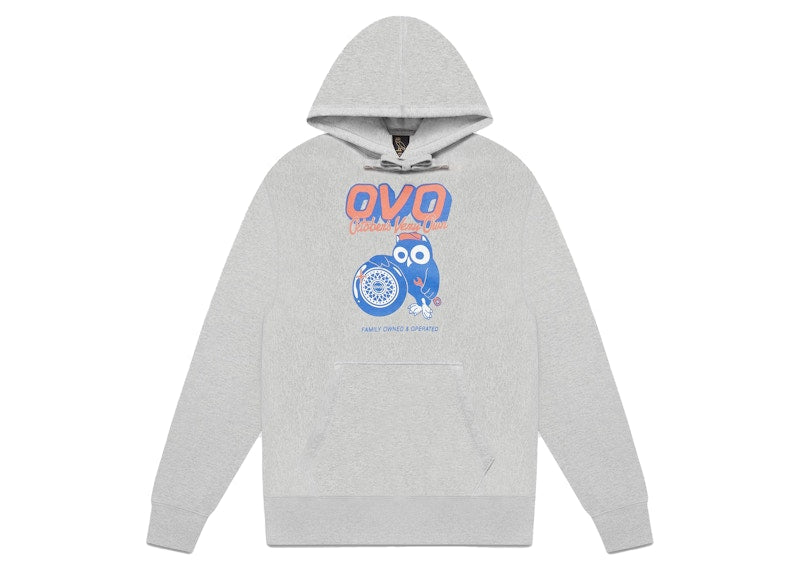 OVO Mechanic Owl Hoodie Heather Grey