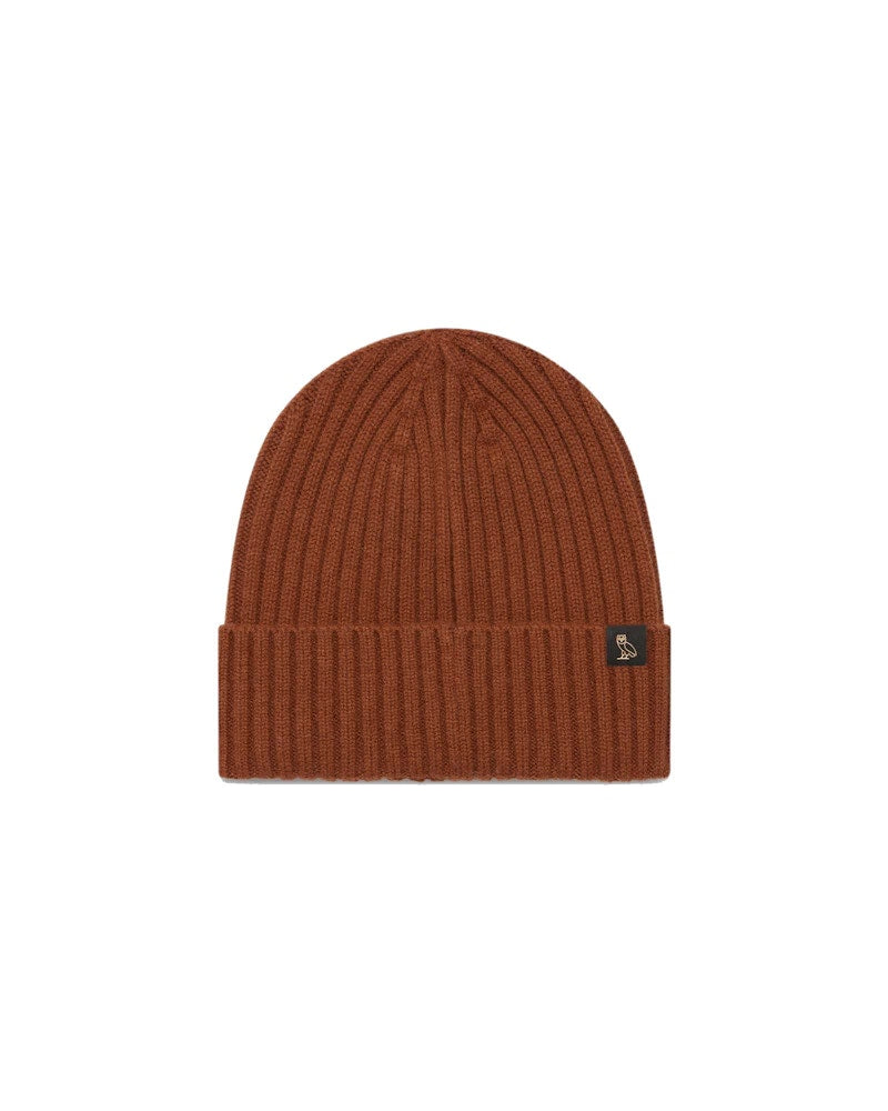 OVO Merino Wool Ribbed Beanie Brown