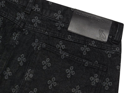 OVO Monogram Denim Short Washed Black