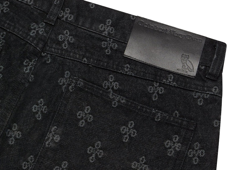 OVO Monogram Denim Short Washed Black