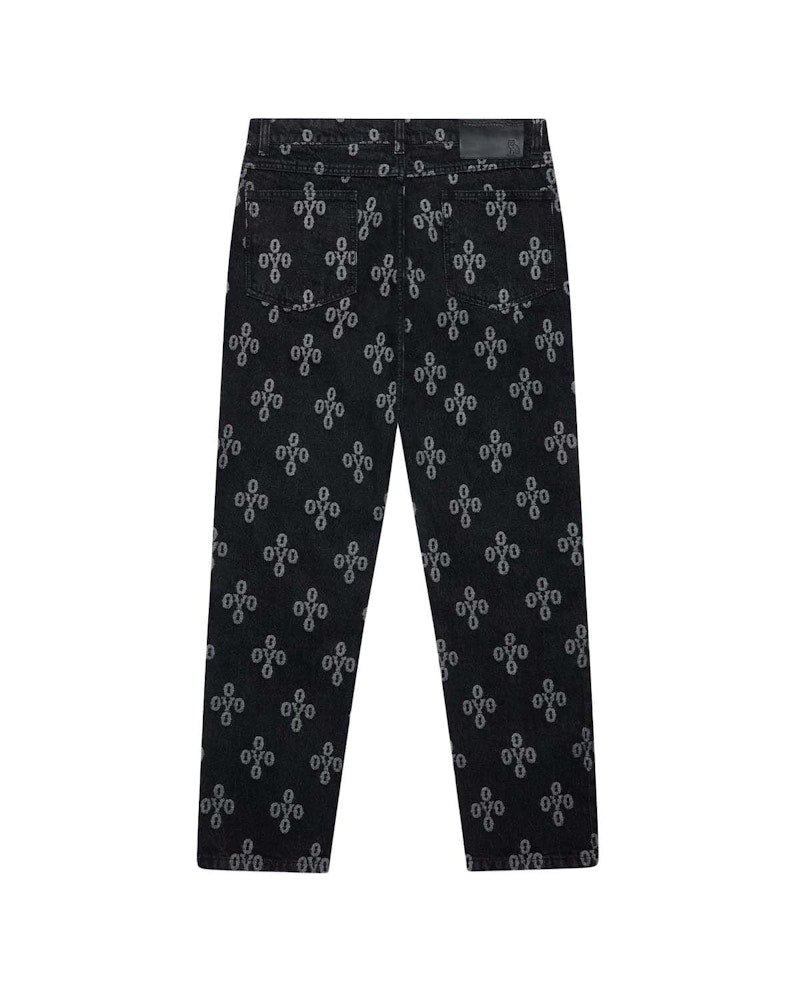 OVO Monogram Relaxed Fit Denim Washed Black/White