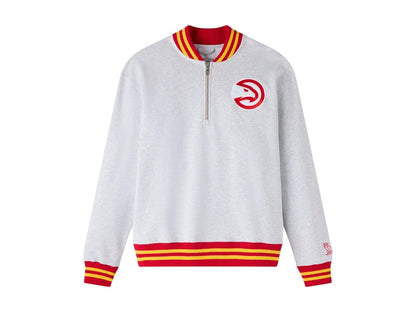 OVO NBA Atlanta Hawks Quarter-Zip Quarter Zip Mockneck Sweatshirt Ash Heather Grey