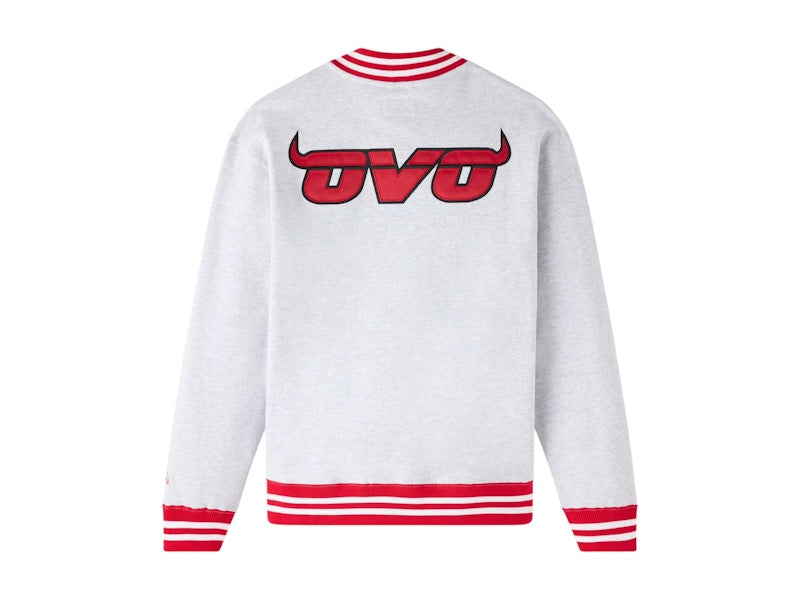 OVO NBA Chicago Bulls Quarter-Zip Quarter Zip Mockneck Sweatshirt Ash Heather Grey