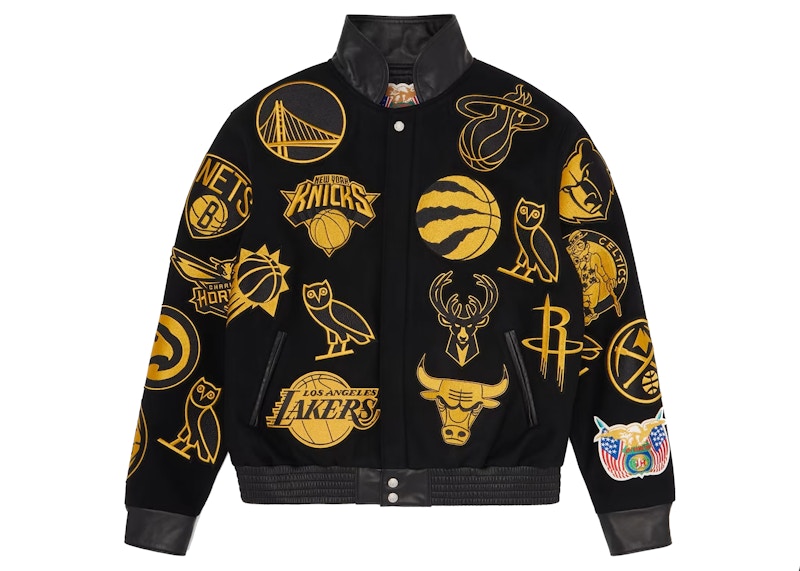 OVO NBA Jeff Hamilton Team Icons Wool Jacket Black