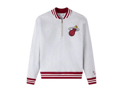 OVO NBA Miami Heat Quarter-Zip Quarter Zip Mockneck Sweatshirt Ash Heather Grey