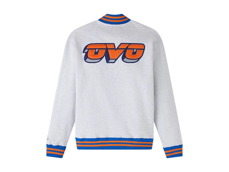 OVO NBA New York Knicks Quarter-Zip Quarter Zip Mockneck Sweatshirt Ash Heather Grey