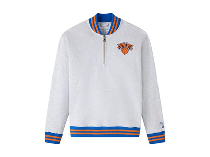 OVO NBA New York Knicks Quarter-Zip Quarter Zip Mockneck Sweatshirt Ash Heather Grey