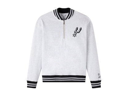 OVO NBA San Antonio Spurs Quarter-Zip Quarter Zip Mockneck Sweatshirt Ash Heather Grey