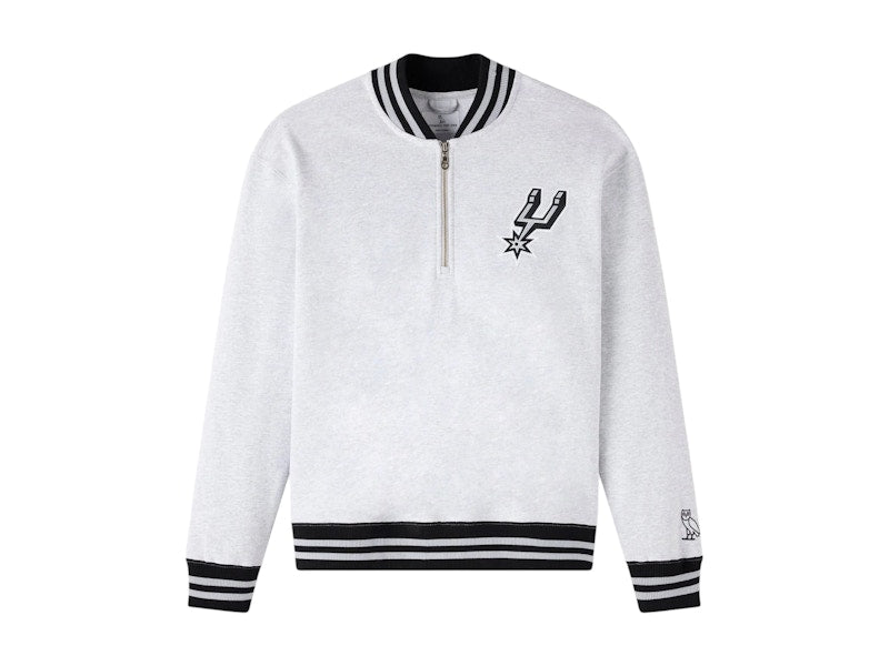 OVO NBA San Antonio Spurs Quarter-Zip Quarter Zip Mockneck Sweatshirt Ash Heather Grey