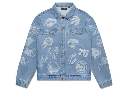 OVO NBA Team Icons Denim Jacket Washed Indigo