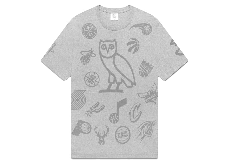 OVO NBA Team Icons OG Owl T-Shirt Heather Grey
