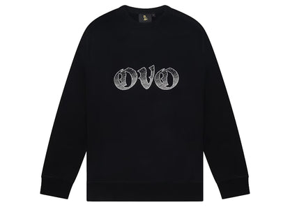 OVO Old English Rhinestone Crewneck Black