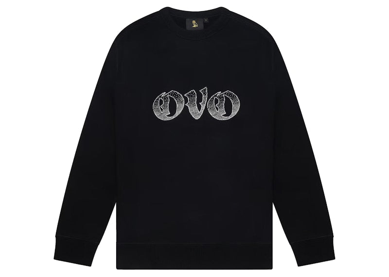 OVO Old English Rhinestone Crewneck Black