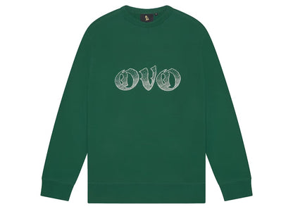 OVO Old English Rhinestone Crewneck Dark Green