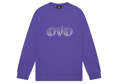 OVO Old English Rhinestone Crewneck Purple
