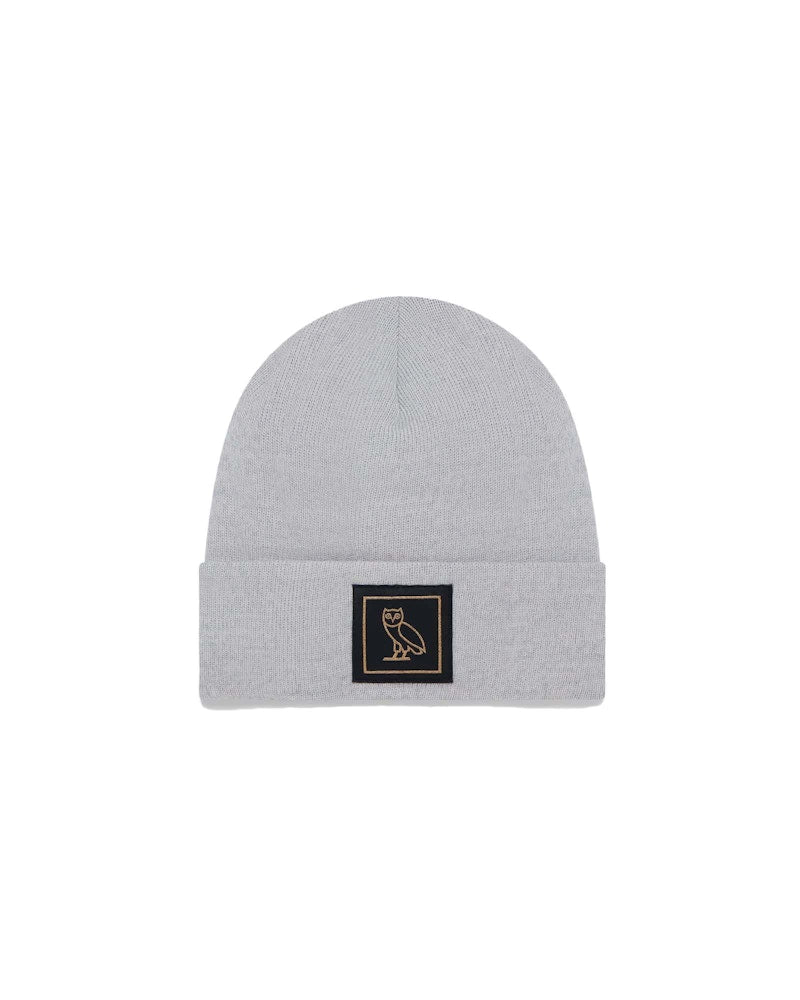 OVO Owl Badge Wool Beanie Heather Grey