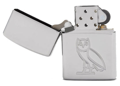 OVO Owl Zippo Lighter Silver