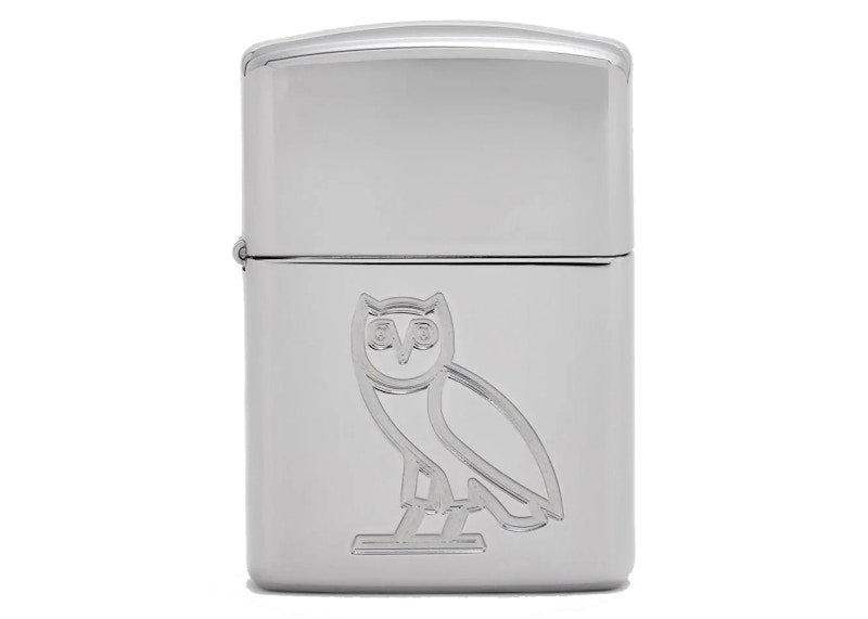 OVO Owl Zippo Lighter Silver