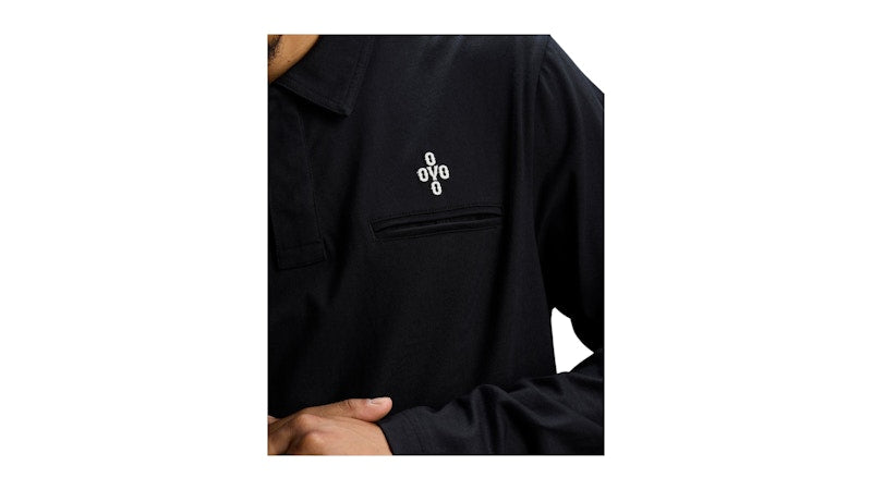 OVO Pom Pom Long-Sleeve Polo Black