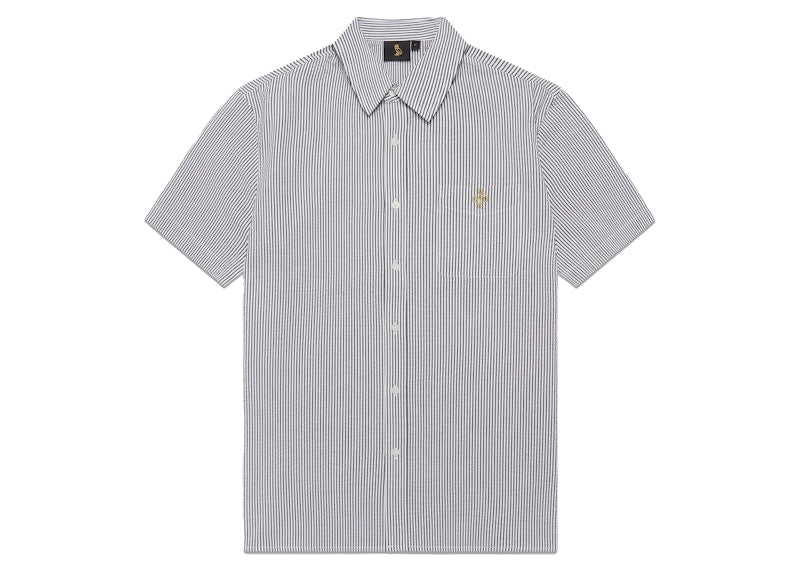 OVO Short Sleeve Seersucker Button Up Shirt Black/White